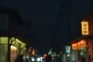 傍晚的城市天际线被一层薄雾笼住，窗内亮起零星的灯