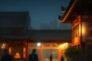 清晨的车站被浓雾包裹，站台长椅上留着一只旧行李箱