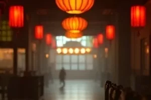 高层公寓楼道尽头，一架立式钢琴靠着斑驳的墙面